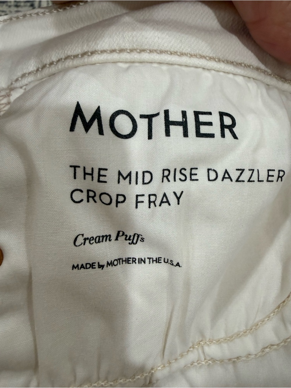 MOTHER White High-Rise Cropped Jeans with Raw Frayed Hem - Picture 7 of 8